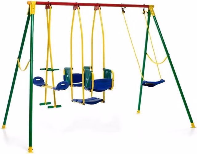 Altalena da giardino per bambini 5 posti con cavalluccio e gondola cm 294x166x200h