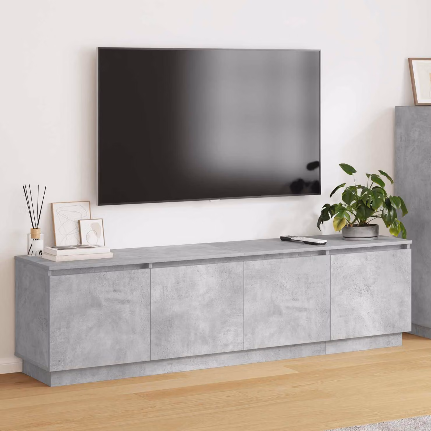 Mobile TV moderno vidaXL in legno ingegnerizzato, Grigio, L 180 x P 38 x H 49 cm