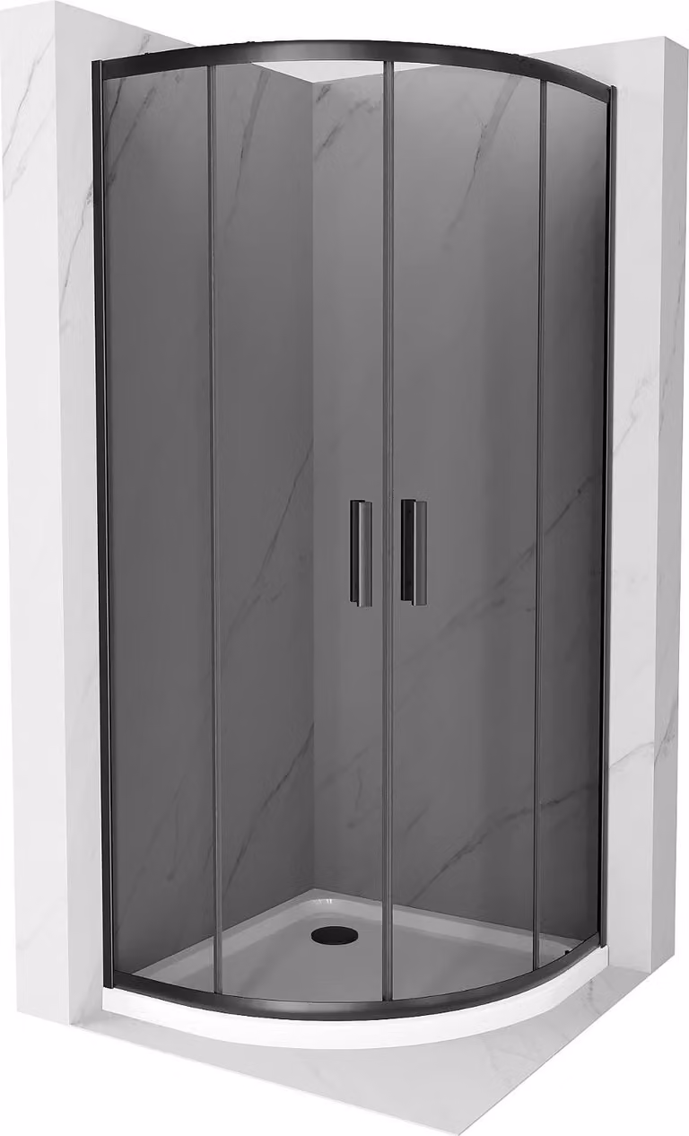 Mexen Rio cabina doccia semicircolare 90 x 90 cm, grafite, nero + piatto doccia Flat, bianco - 863-090-090-70-40-4110B