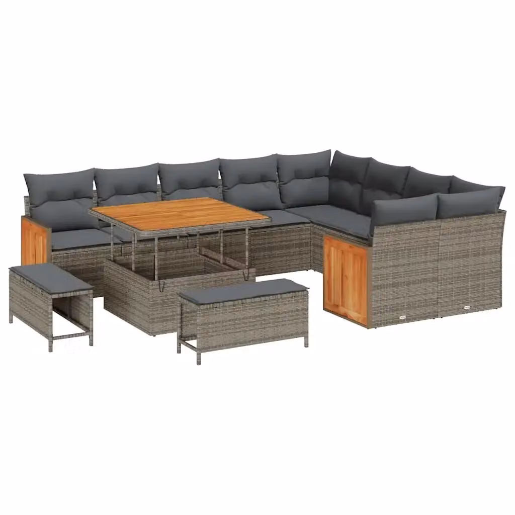 vidaXL Set Divano da Giardino Moderno a L con 12 Pezzi, Grigio – 2
