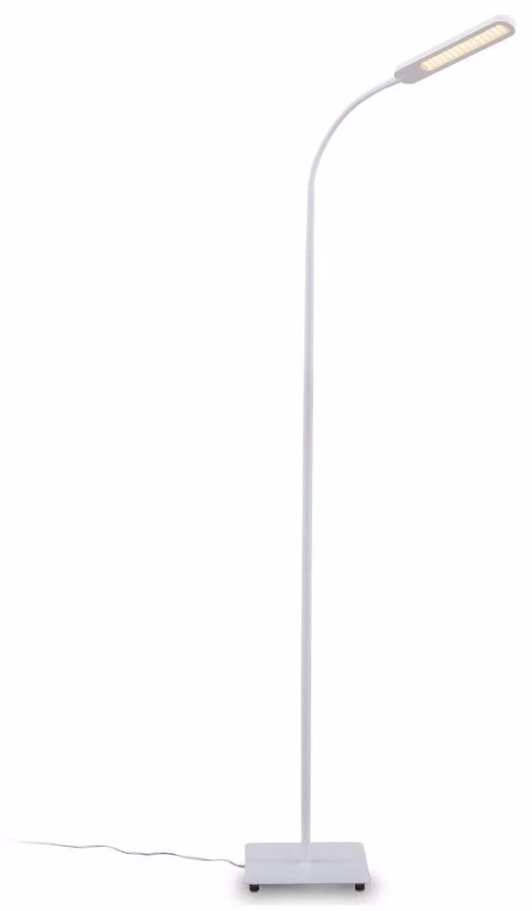 B.K.Licht Lampada da terra LED, piantana dimmerabile su 4 livelli, luce calda neutra o fredda, altezza duso 1,35m, LED integrati 6,5W, 600Lm, orientabile, lampada a stelo touch moderna, bianca IP20