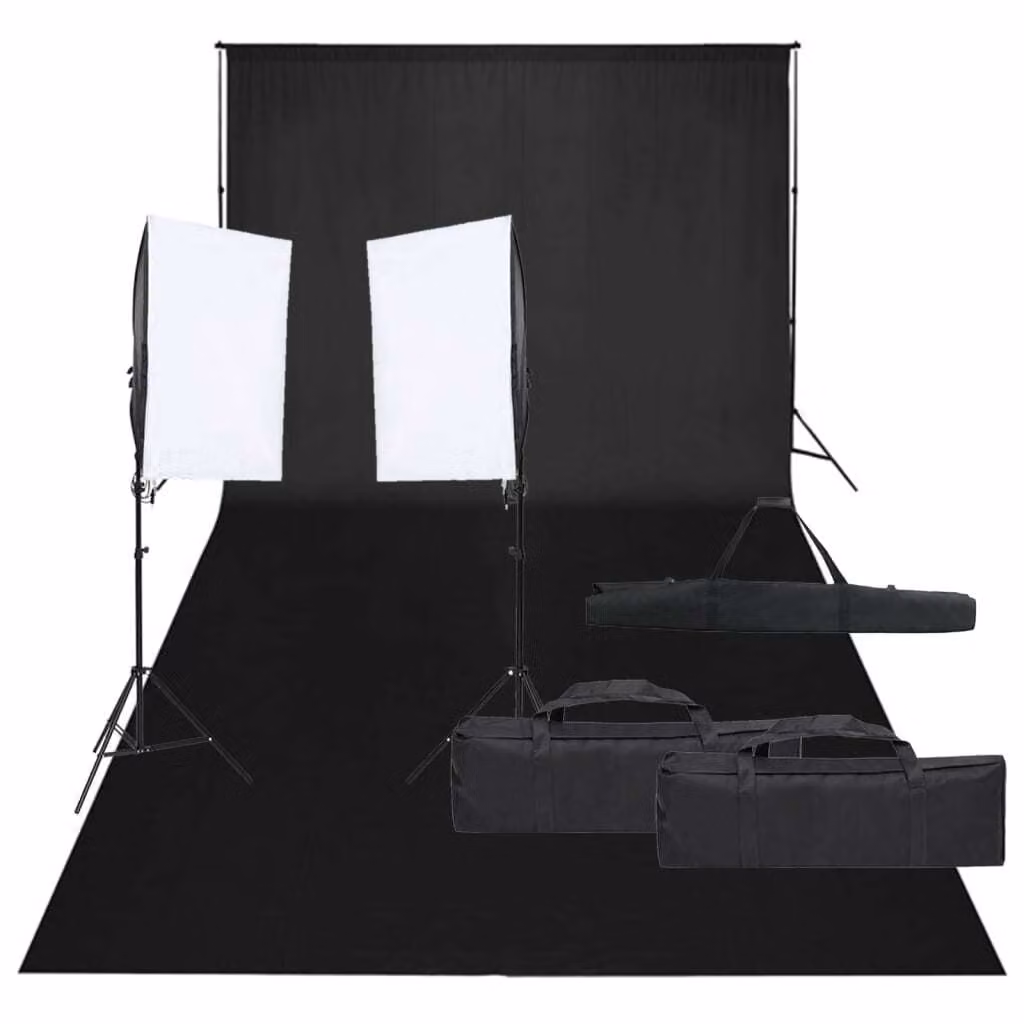 vidaXL Set per studio fotografico con illuminazione e sfondo