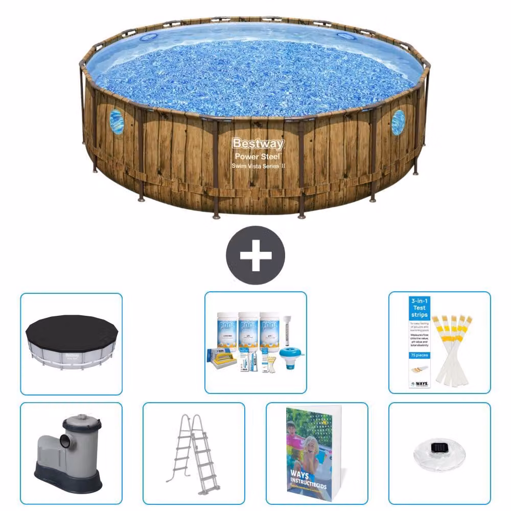 Bestway Power Steel, piscina rotonda - 488x122 cm - composta da 6 parti, modello S576