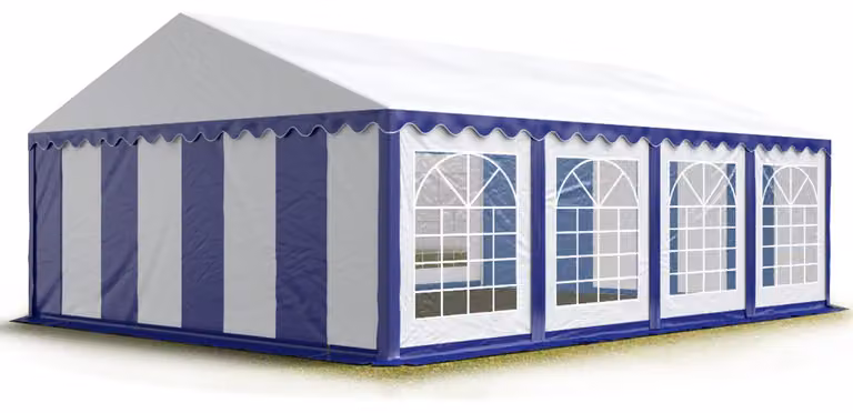TOOLPORT Tendone per feste 5x8 m PVC blu-bianco 100% impermeabile Tendone da esterno Tenda party