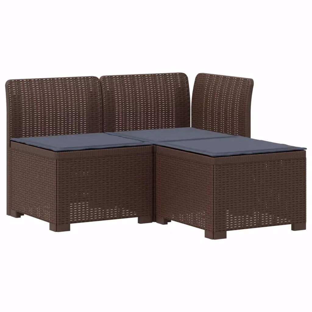 Divano da giardino a 3 posti vidaXL con cuscini in look rattan resistente ai raggi UV e coperture rimovibili, grigio o marrone – 2