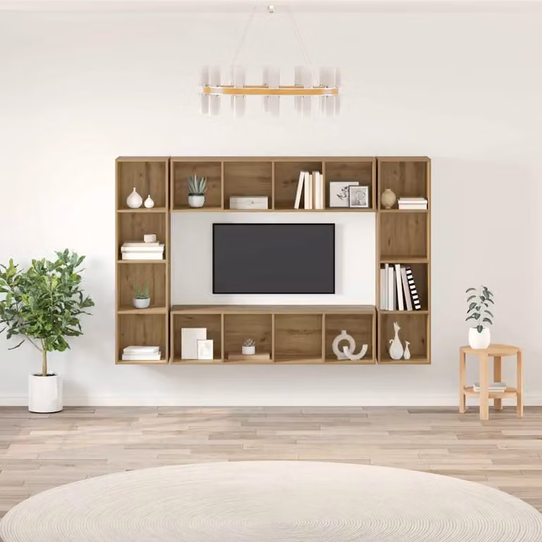 Set mobile TV vidaXL 4 pezzi in legno ingegnerizzato marrone L/P/H: 37 x 37 x 142,5 cm