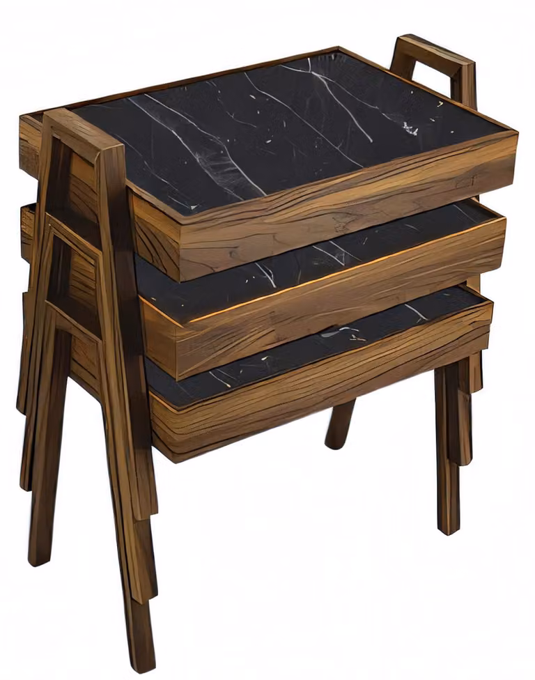 Elegantes schwarzes Couchtisch-Set aus Holz im modernen Design