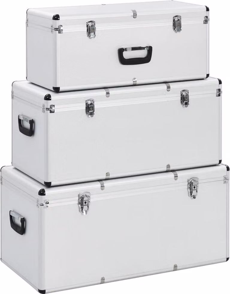 The Living Store Custodia 3 pezzi alluminio argento