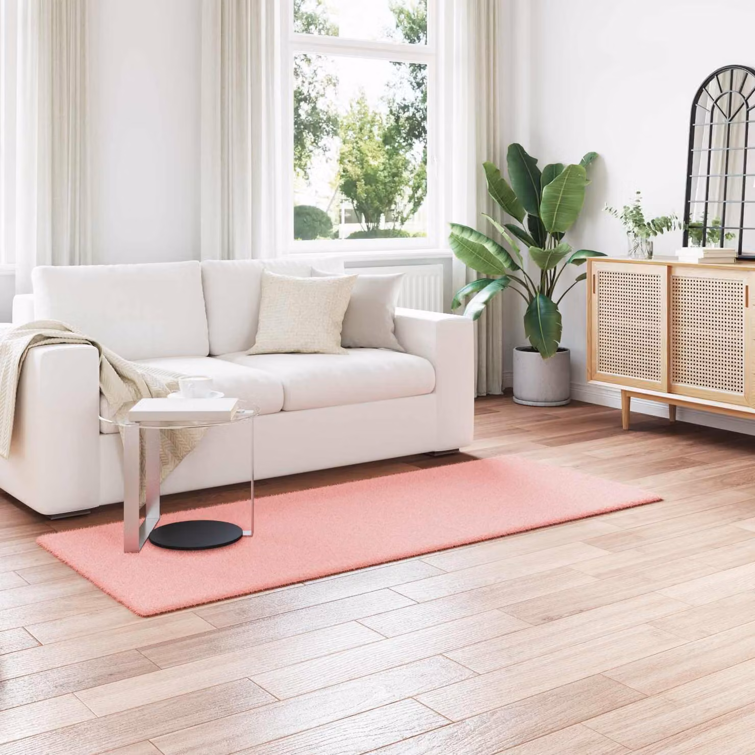 vidaXL Tappeto antiscivolo in ecopelliccia rosa modello OLITE