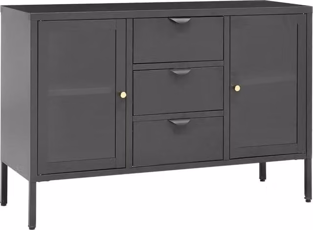 Credenza | Madia | Buffet da pranzo | Armadio da pranzo Antracite 105x35x70 cm in Acciaio e Vetro Temperato