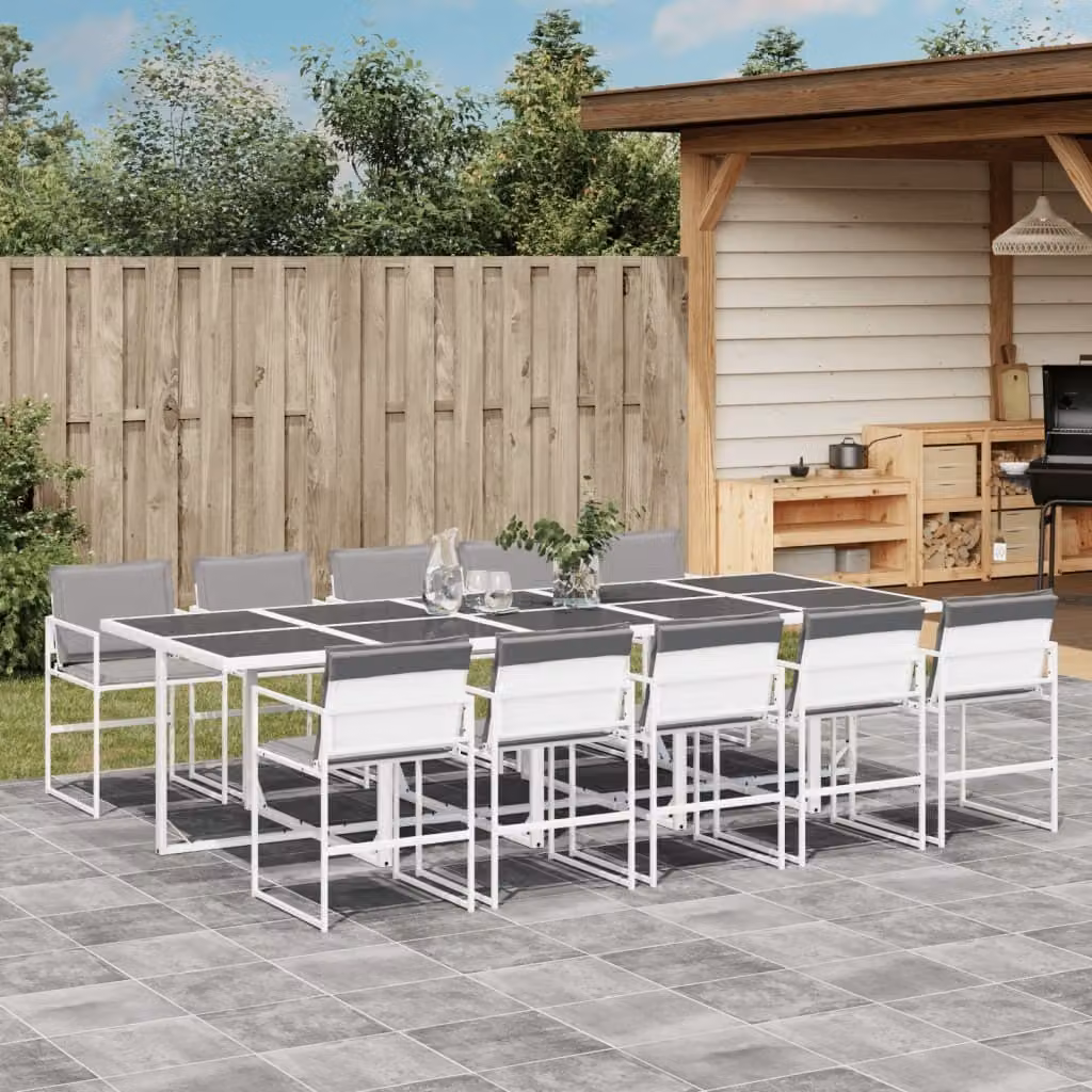 Maison Exclusive - Set da pranzo da giardino da 11 pezzi con cuscini in Textilene bianco