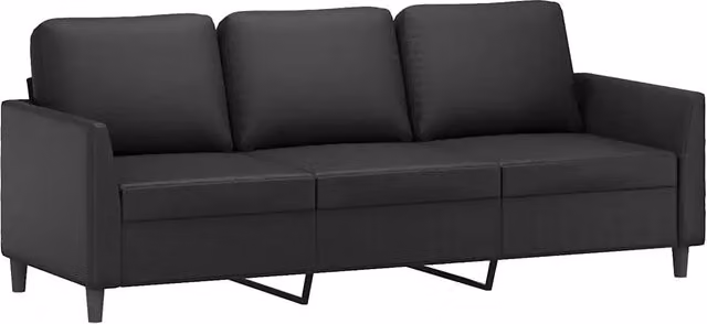 Divano | Divano da soggiorno | Sofa a 3 Posti Nero 180 cm in Similpelle
