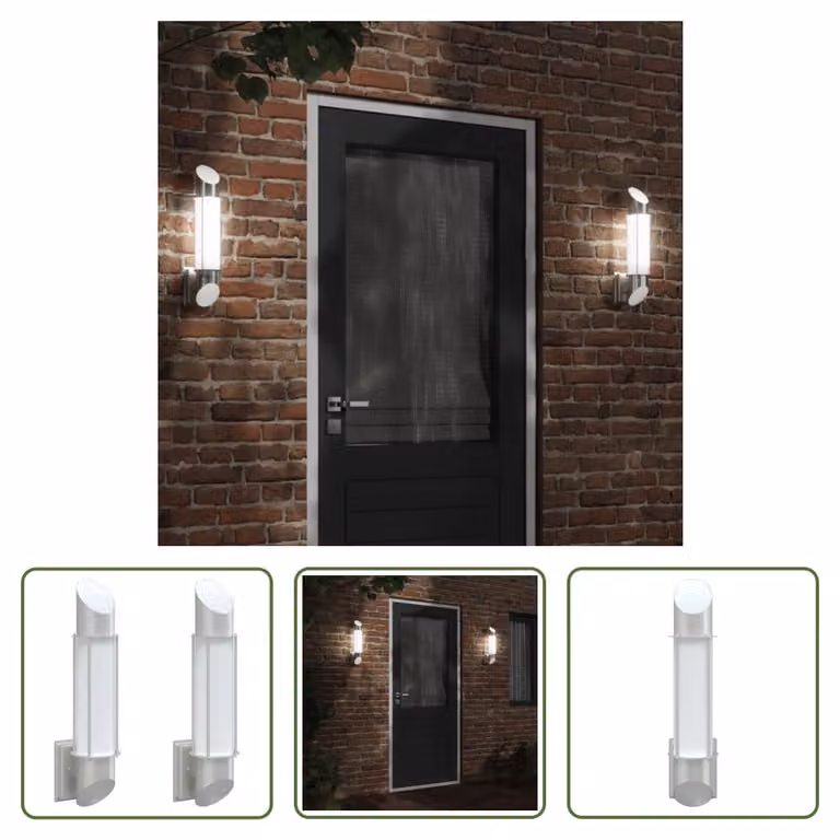 The Living Store Luci da parete per esterni 2 pezzi in acciaio inox argento