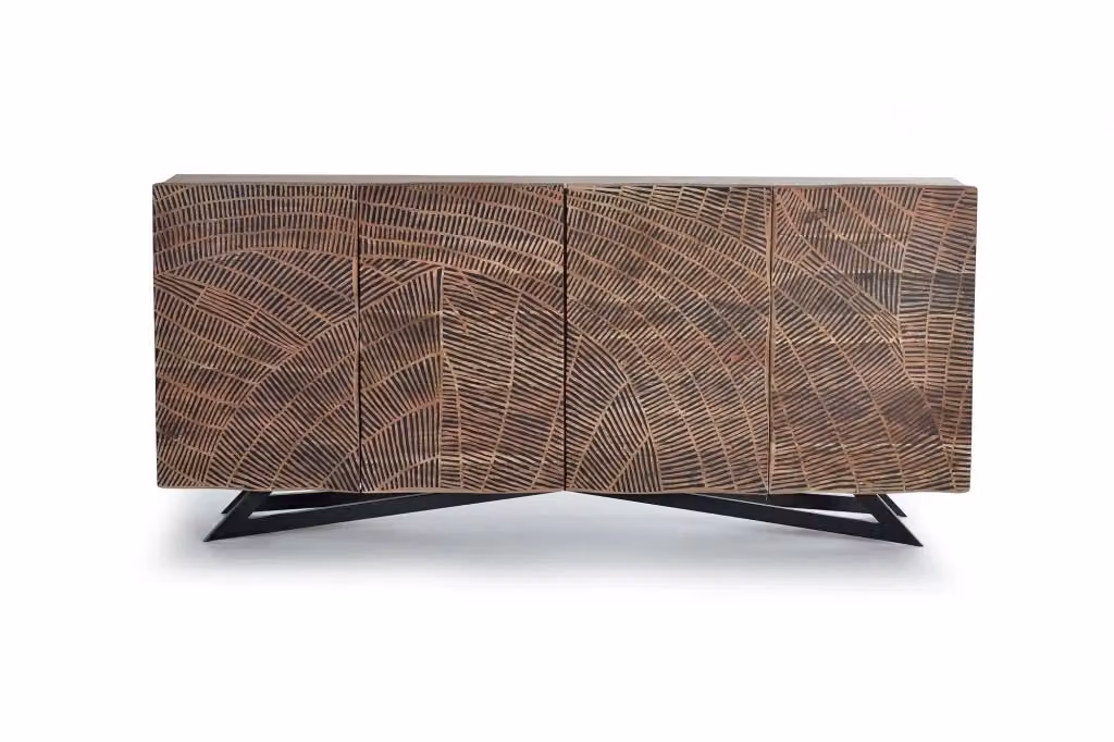 Credenza a 4 ante in legno di acacia e metallo marrone stile etnico per la tua sala da pranzo – 2