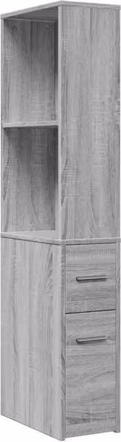 Mobiletto da bagno moderno HELLOSHOP26 in legno composito grigio con rotelle L/P/H: 22 x 20 x 135 cm