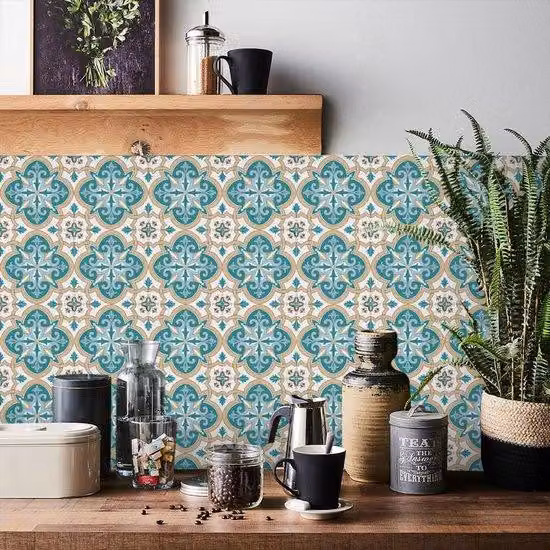Set da 24 adesivi murali marocchini: decorazioni autoadesive resistenti all'acqua per cucina, bagno, armadi, mobili e tavoli