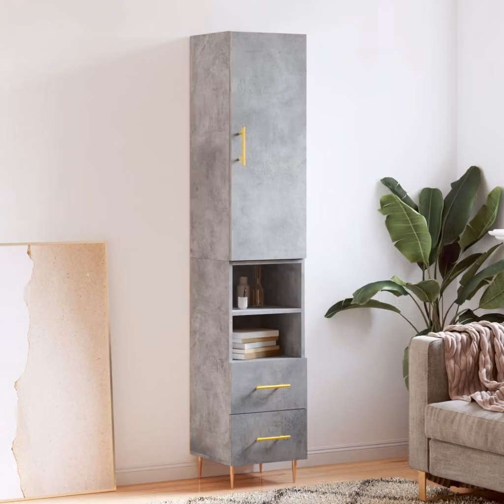 vidaXL Credenza Moderna Grigio Opaco con Ante a Battente e Ripiani Interni, L/P/H: 34,5 x 34 x 180 cm