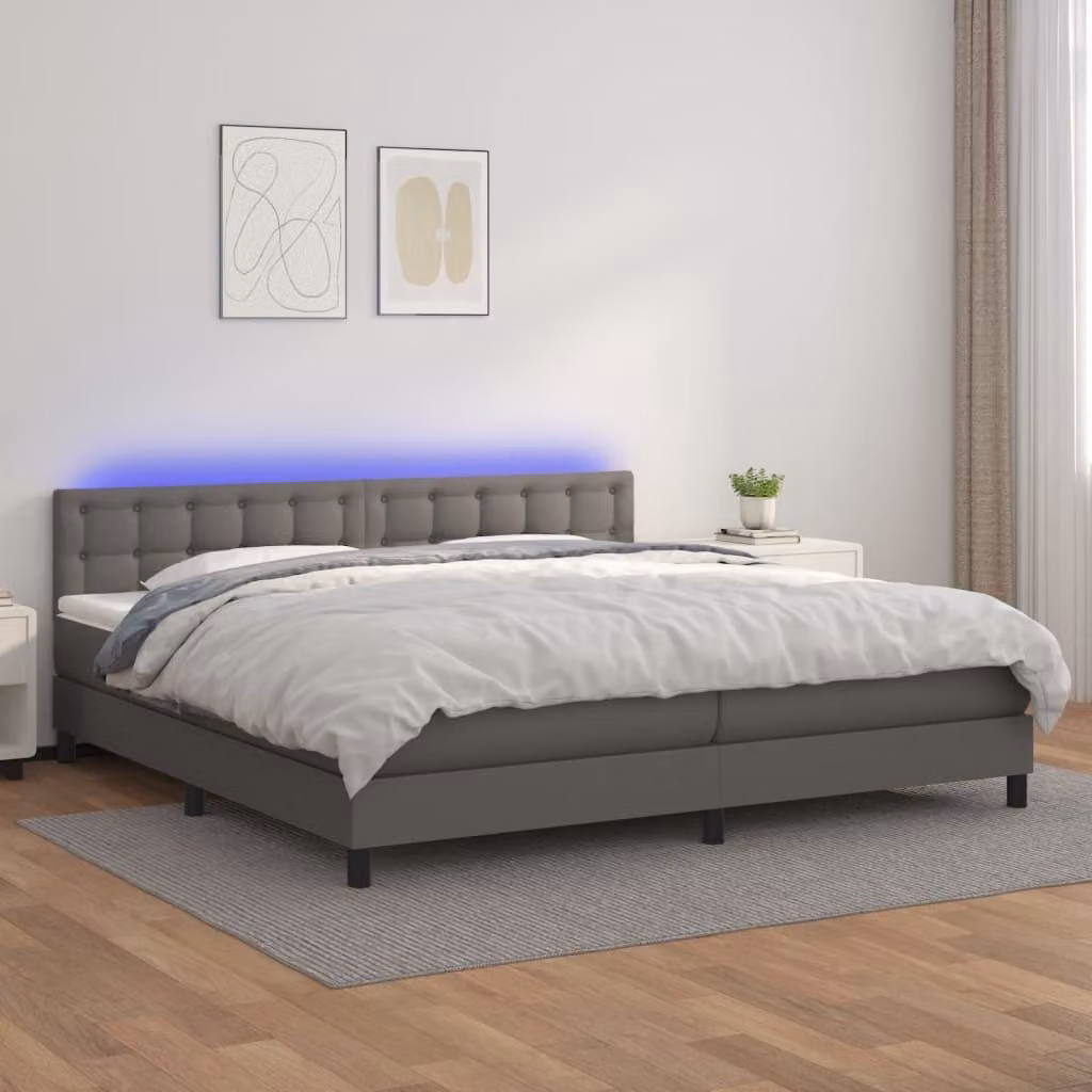 Maison Exclusive - Giroletto Molle con Materasso e LED Grigio 200x200cm Pelle finta