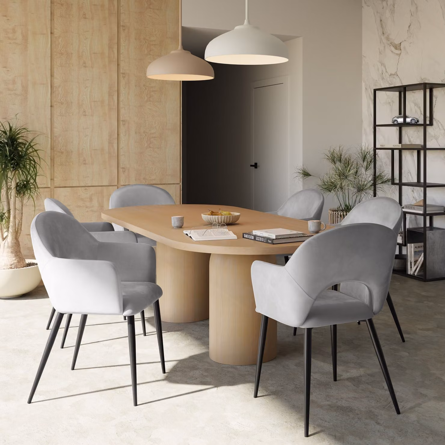 Set di 2 poltrone Sachel TecTake GmbH in velluto grigio con braccioli e struttura in legno e metallo per soggiorno o sala da pranzo – 2