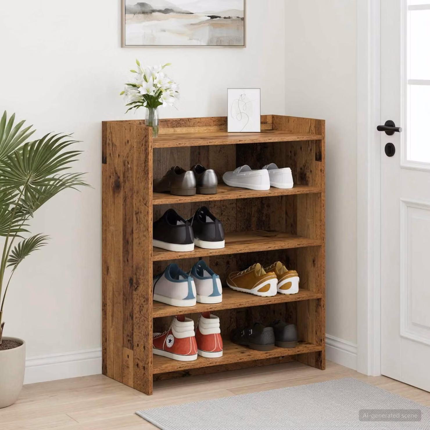 Scarpiera moderna vidaXL in legno color marrone, L: 73,5 cm, P: 36 cm, H: 92 cm