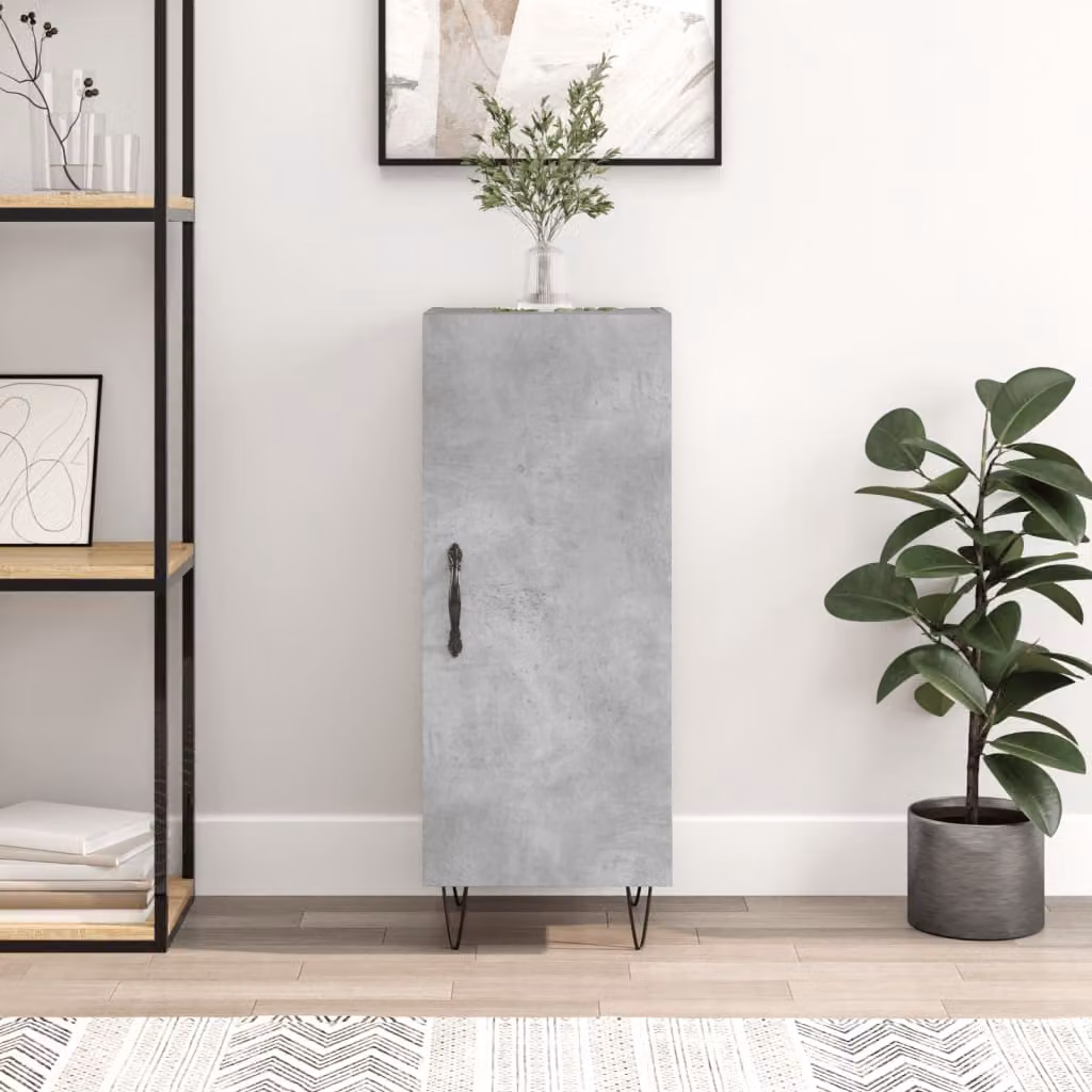 Credenza a parete vidaXL in legno e metallo, Grigio, L 34,5 cm x P 34 cm x H 90 cm