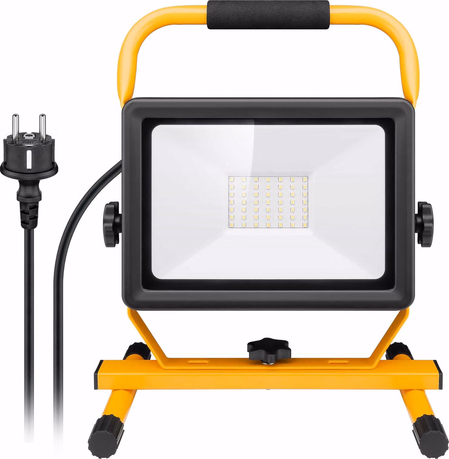 goobay Faretto da cantiere a LED con supporto, 50 W con 4250 lm e luce bianca fredda 6500 K nero/giallo