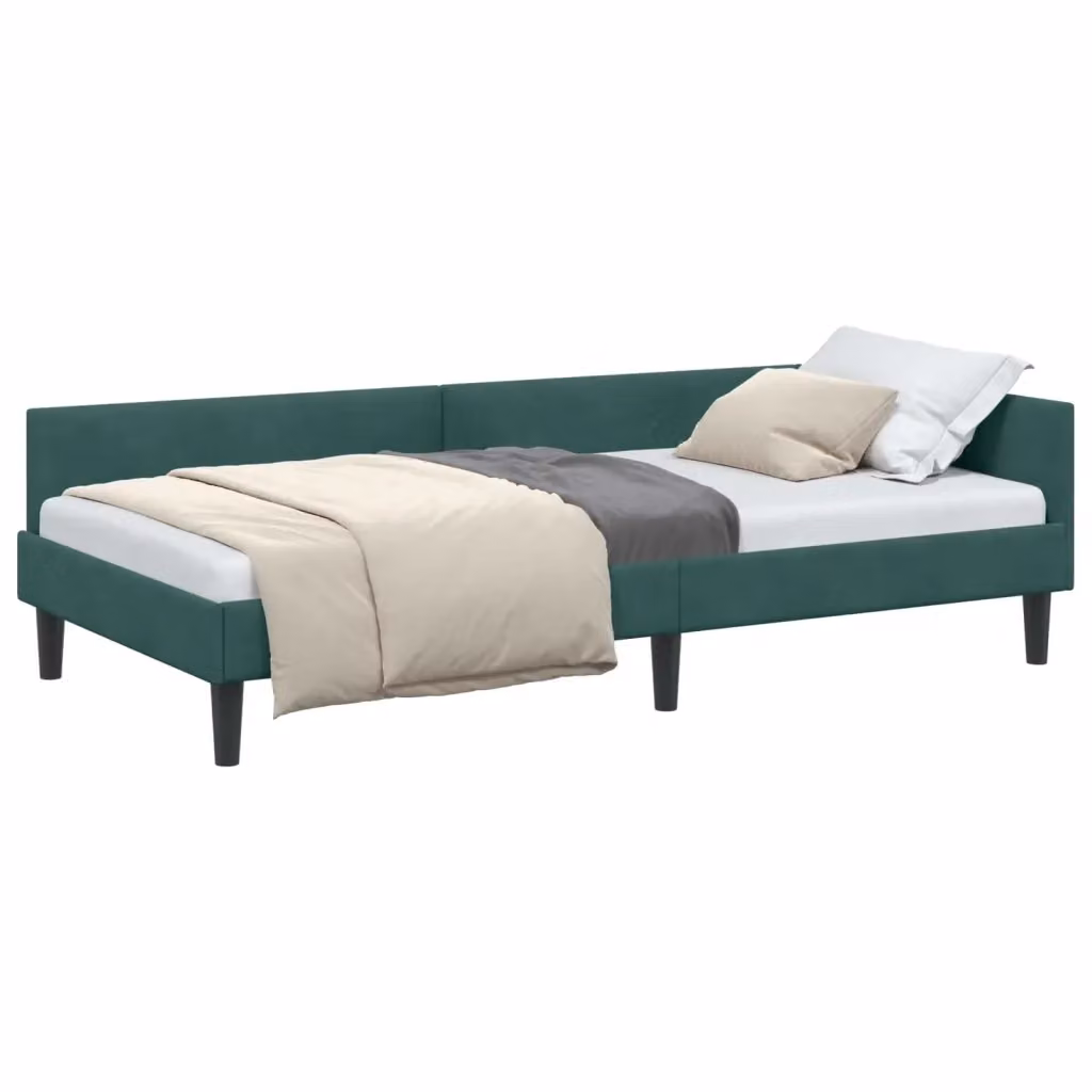 Letto ad angolo vidaXL in velluto verde con struttura in legno e doghe, L/P/H: 90 x 190 x 57 cm – 2