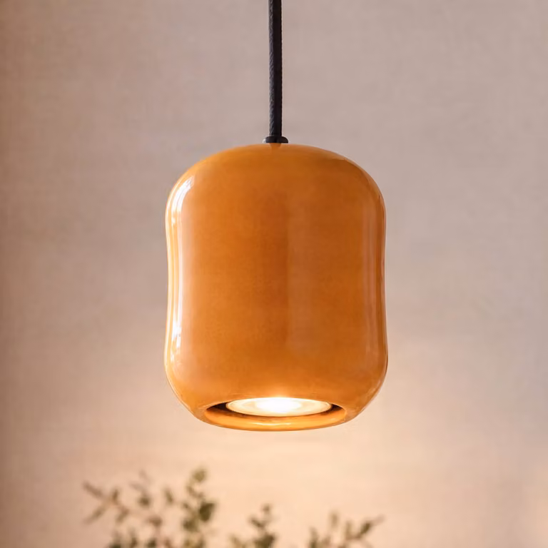 Lampada a sospensione Ceramic Barell SIGMA, Giallo / Arancione, Soggiorno / Sala da pranzo, Ceramica, Lampada a sospensione