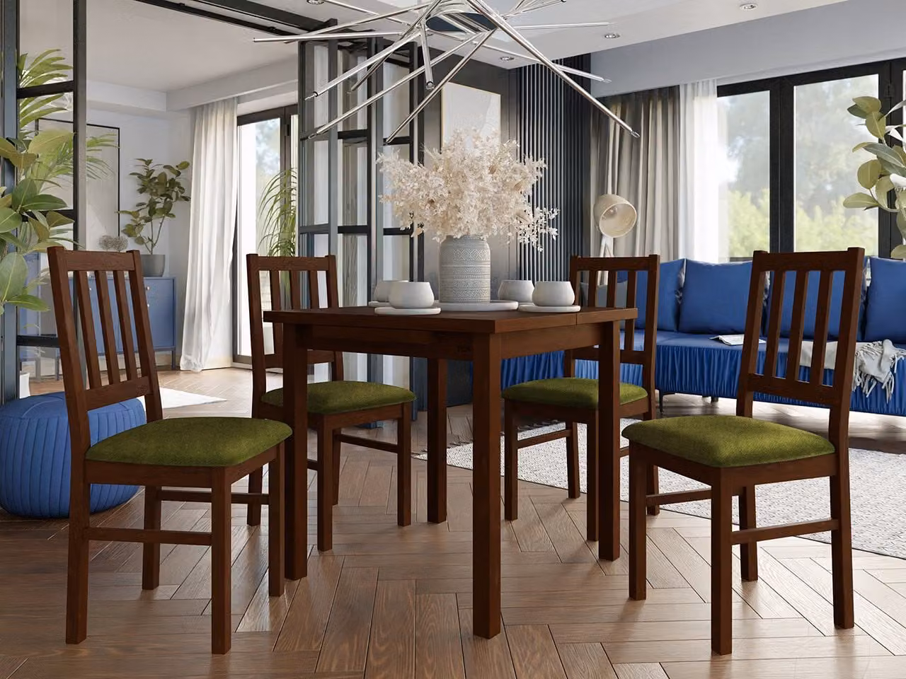 Set da pranzo 4+1 SILLE 5 - noce / oliva