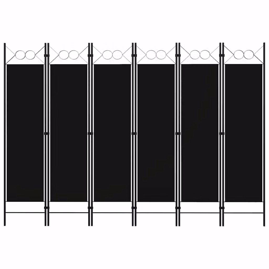 Paravento a 6 Pannelli vidaXL con Design Geometrico Moderno, Nero, L: 240 cm, H: 180 cm