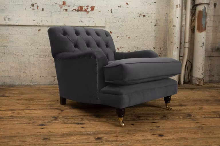 Design Chesterfield Stoff Couch Sessel 1.5 Sitzer Polster Sofas Lounge Club