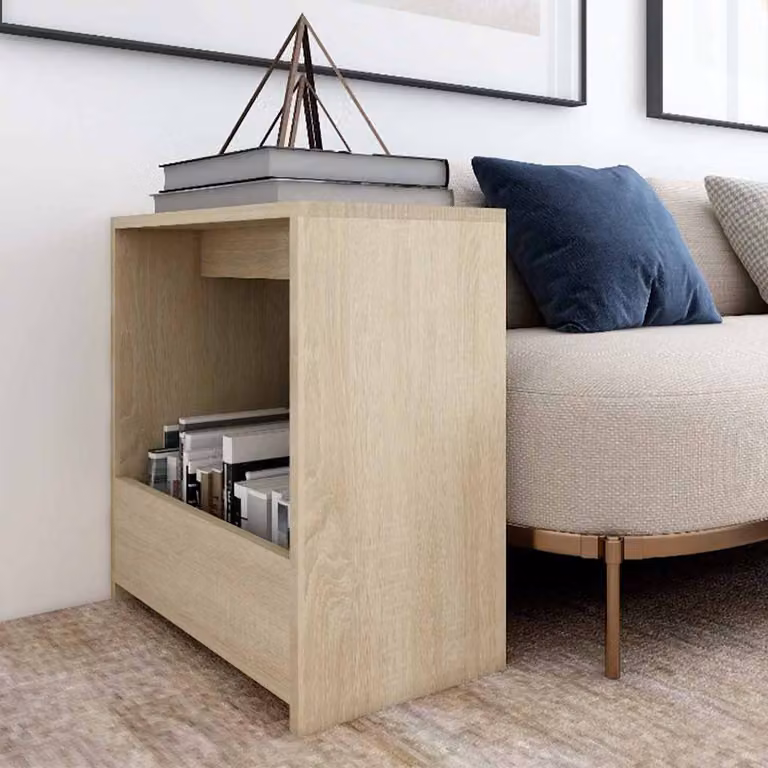 vidaXL Tavolino Moderno in Legno Multistrato Rovere Sonoma, Colore Beige/Marrone, L/P/H: 50 x 26 x 50 cm