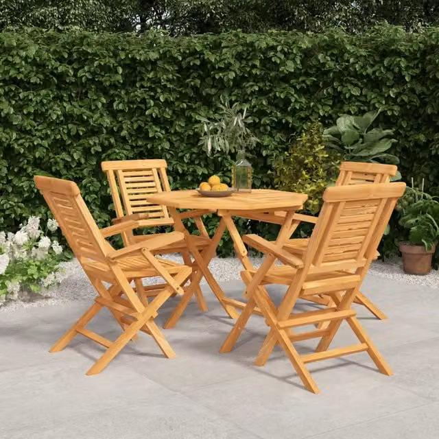 Set da Pranzo per Giardino 5 pz in Legno Massello di Teak 3155026