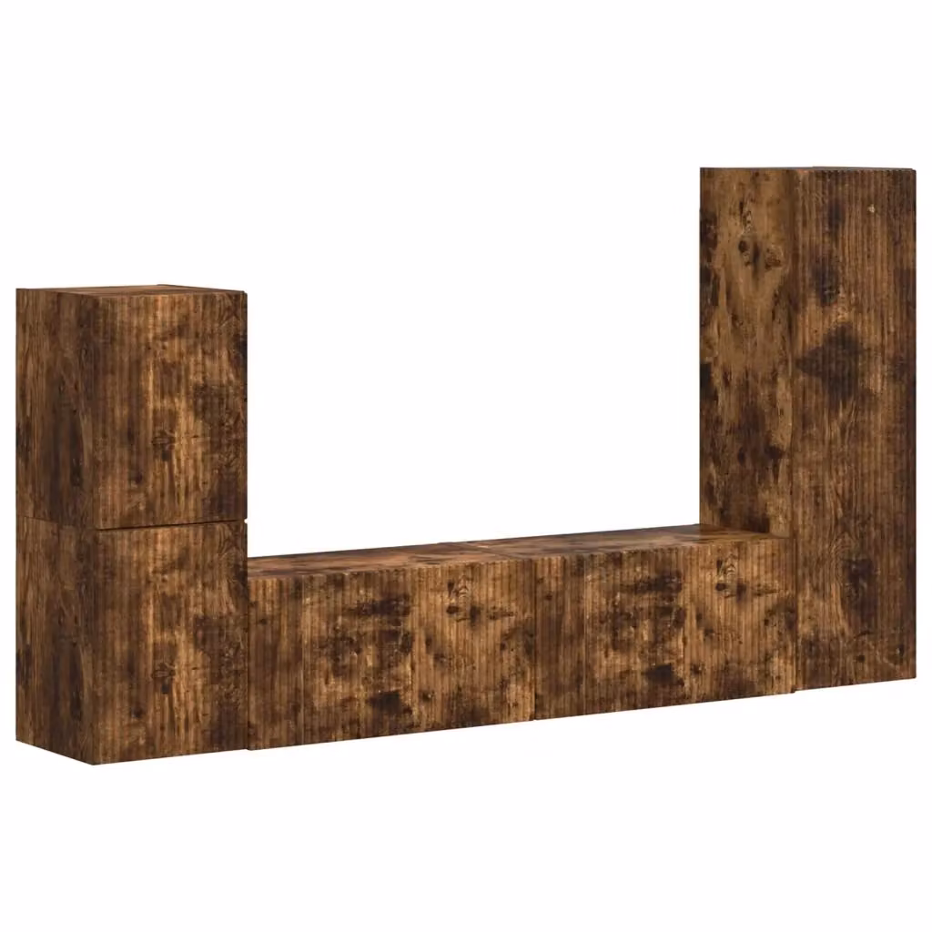 Set mobile TV vidaXL 4 pezzi Rovere fumé in legno e MDF per soggiorno – 2