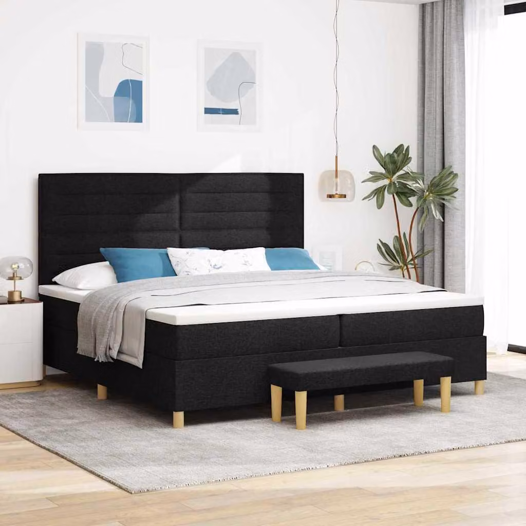 Maison Exclusive - Letto boxspring con materasso nero 200 x 200 cm Tessuto