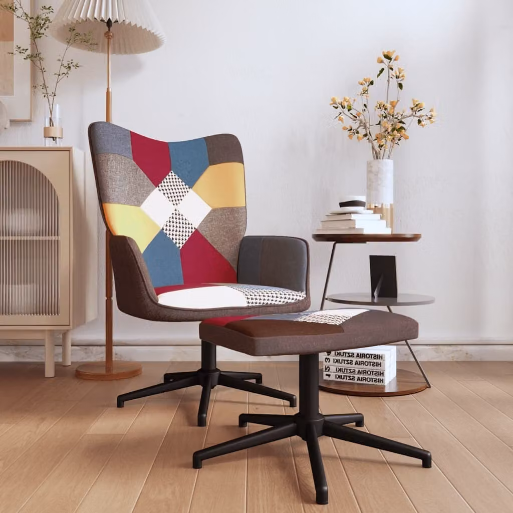 Maison Exclusive - Poltrona relax con poggiapiedi in tessuto patchwork