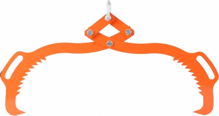 Pinza per tronchi - Pinza per sollevamento tronchi - Capacità di carico 600 kg - Apertura 63,5 cm - Gancio antiscivolo - Metallo - Arancione