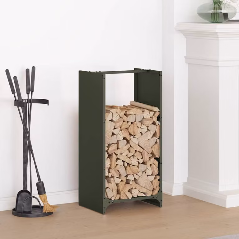 Rastrelliera per legna da ardere vidaXL Verde Oliva L 40 cm x P 30 cm x H 80 cm