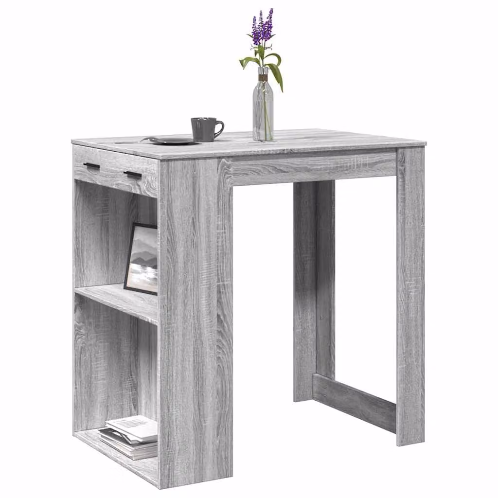 vidaXL Tavolo da Bar Rettangolare Grigio in Truciolato e MDF L: 102 cm, P: 70 cm, H: 103,5 cm
