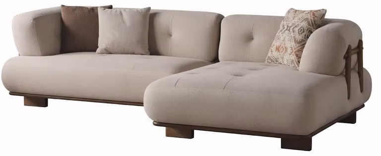 Divano ad angolo: divano spazioso, forme arrotondate, tessuto resistente, color crema