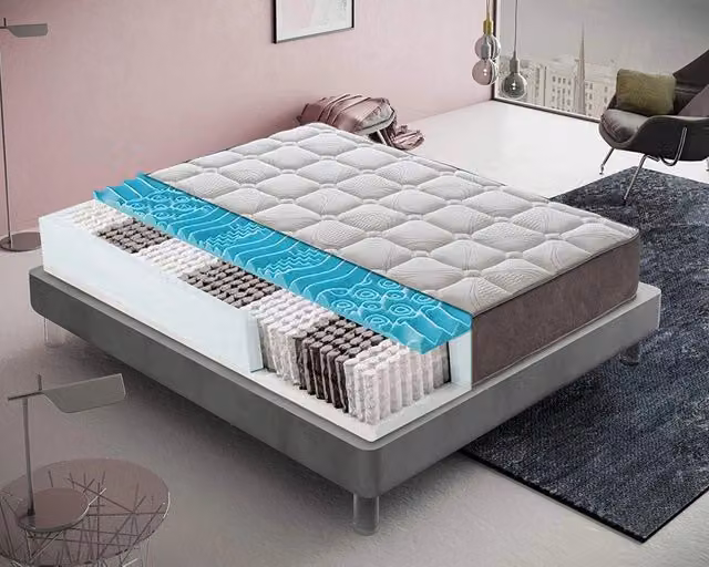 Materasso Hybrid MaterassieDoghe Piazza e Mezza L: 120 cm, P: 200 cm, H: 25 cm, Grigio, Antibatterico e Arrotolabile – 1