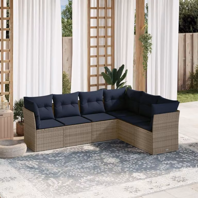 Maison Exclusive - Set di 6 divani da giardino con cuscini, grigio, polyrattan