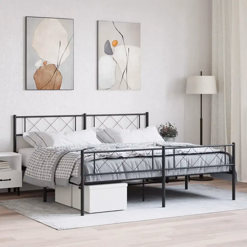 Letto matrimoniale Design In con pediera in metallo nero opaco L/P: 180 x 200 cm – 2