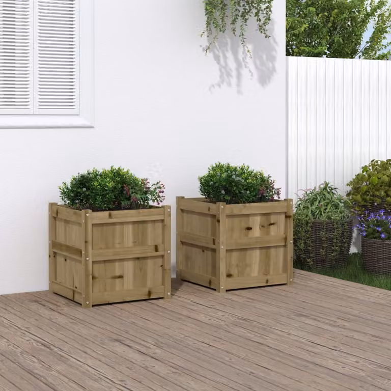 Set di 2 fioriere da giardino vidaXL in legno di pino impregnato, colore marrone