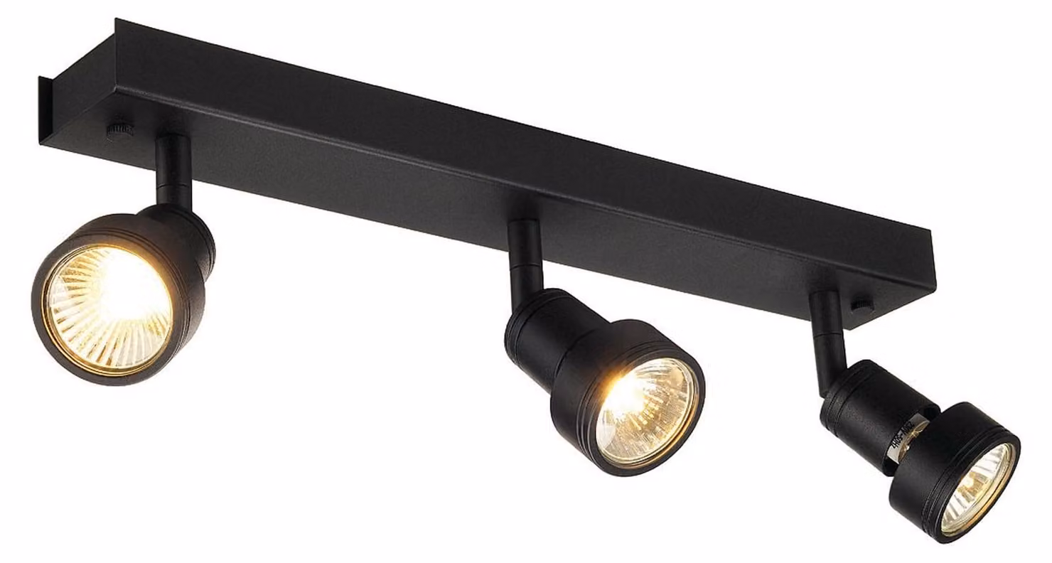 Plafoniera PURI 3, nero opaco, 3xGU10, max. 3x50W, con decorazione