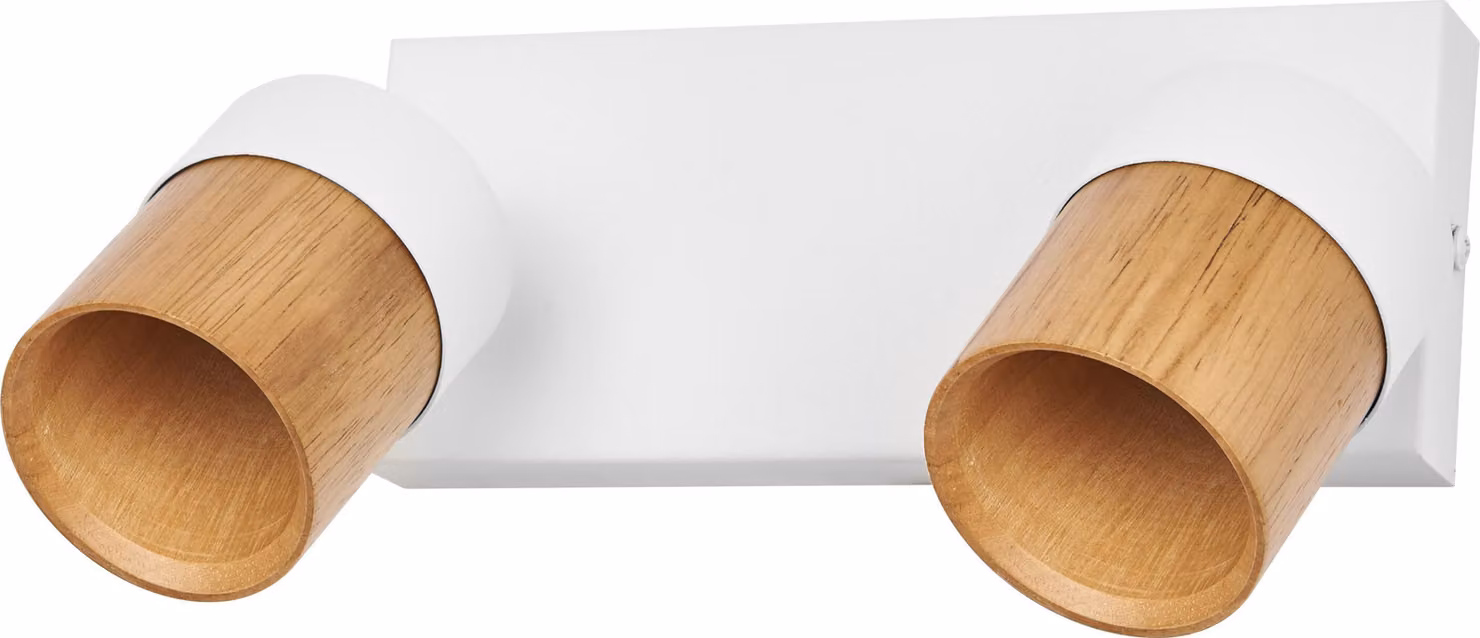 OSRAM LED Spot Half Wood Line Faretto da soffitto 2x GU10, bianco/decorazione in legno, acciaio/legno di gomma, orientabile
