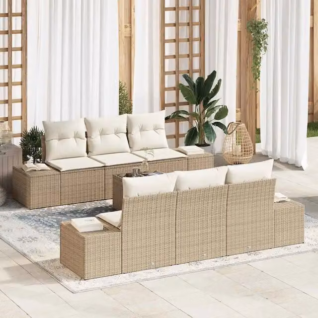 Set Divano da Giardino 8 pz Beige e Crema polyrattan 3355620