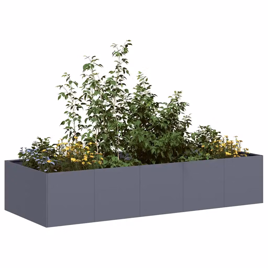 vidaXL Fioriera in Acciaio Antracite L: 200 cm, P: 80 cm, H: 40 cm