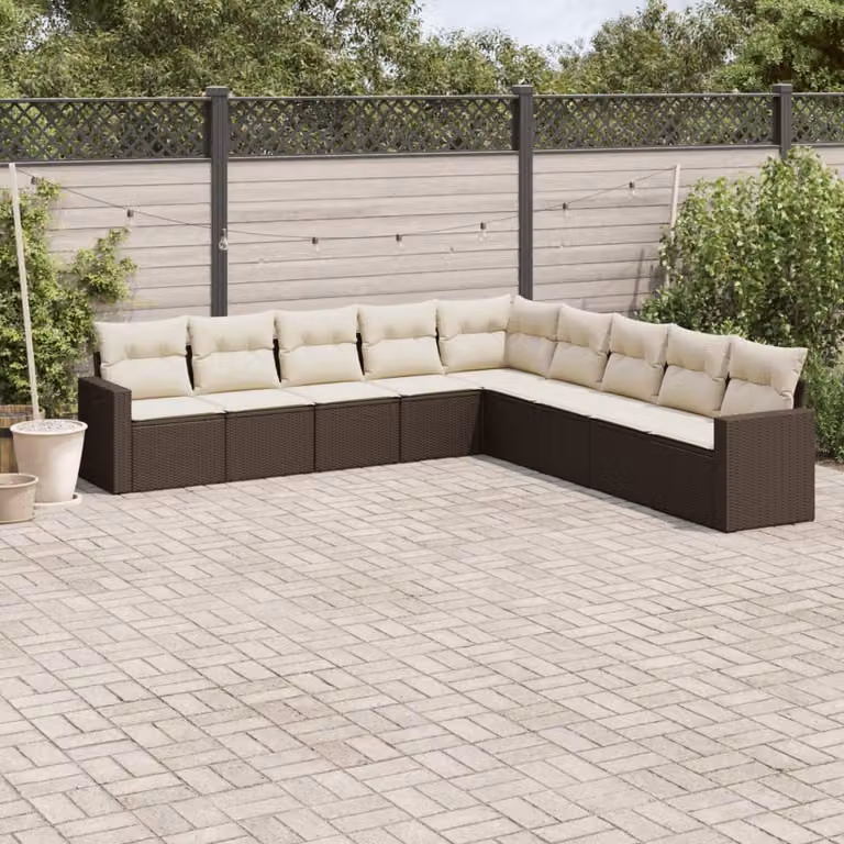 vidaXL Set Divani da Giardino a L in Polyrattan Marrone con Cuscini Imbottiti e Rivestimenti Rimovibili