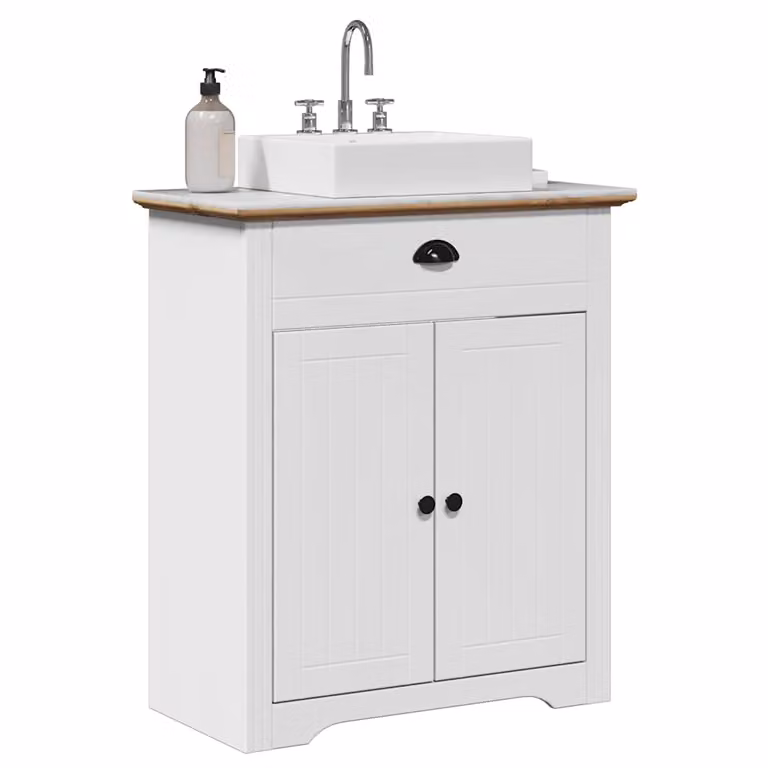 Mobile Lavabo da Bagno vidaXL BODO in Legno di Pino Bianco e Marrone L: 70 cm, P: 35 cm, H: 80 cm